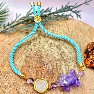 Nature Amethyst Frog Mixed Crystal Beads Bracelet